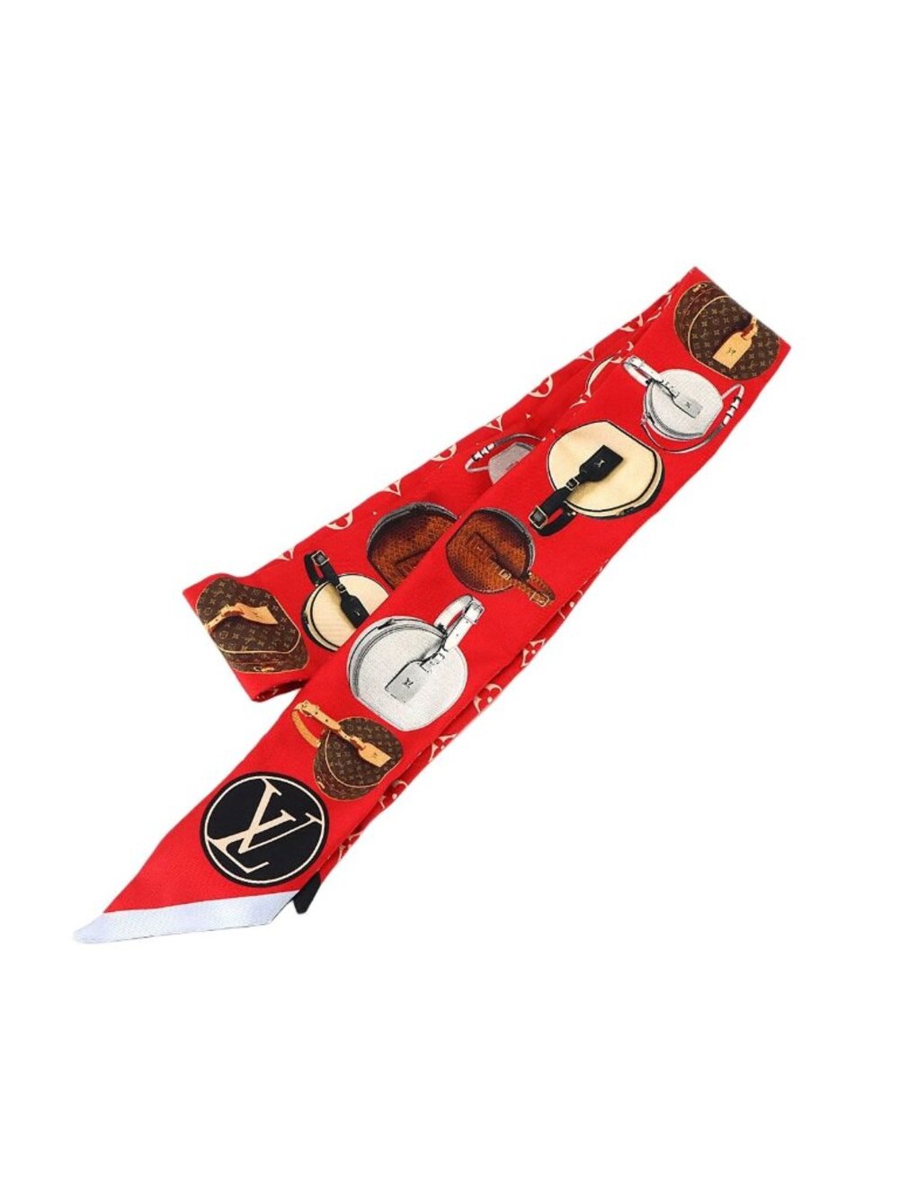 Louis Vuitton Bandeau BB Tribute to Boite Chapeau Scarf Silk 100% Red